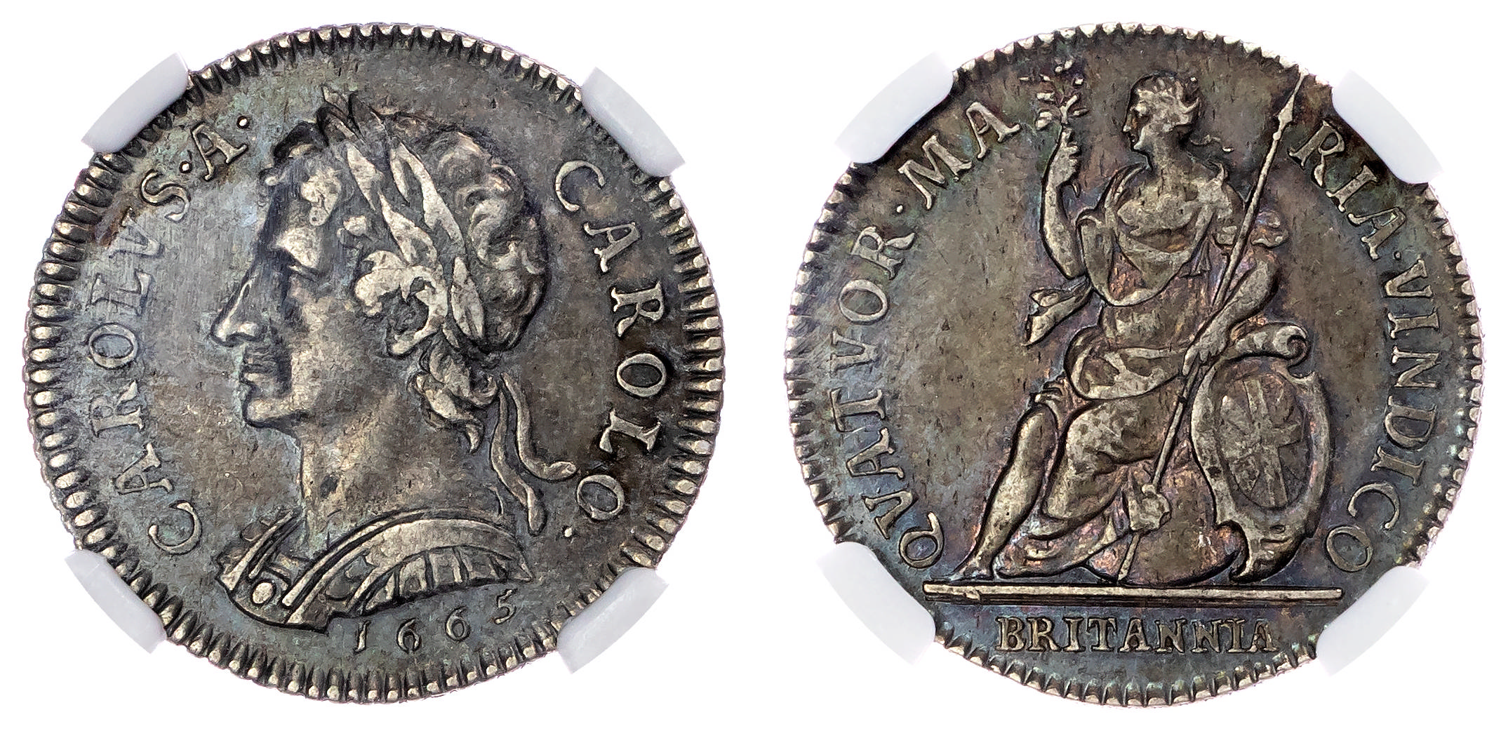 Charles II (1660-1685), AR Pattern Farthing, 1665. NGC AU 55