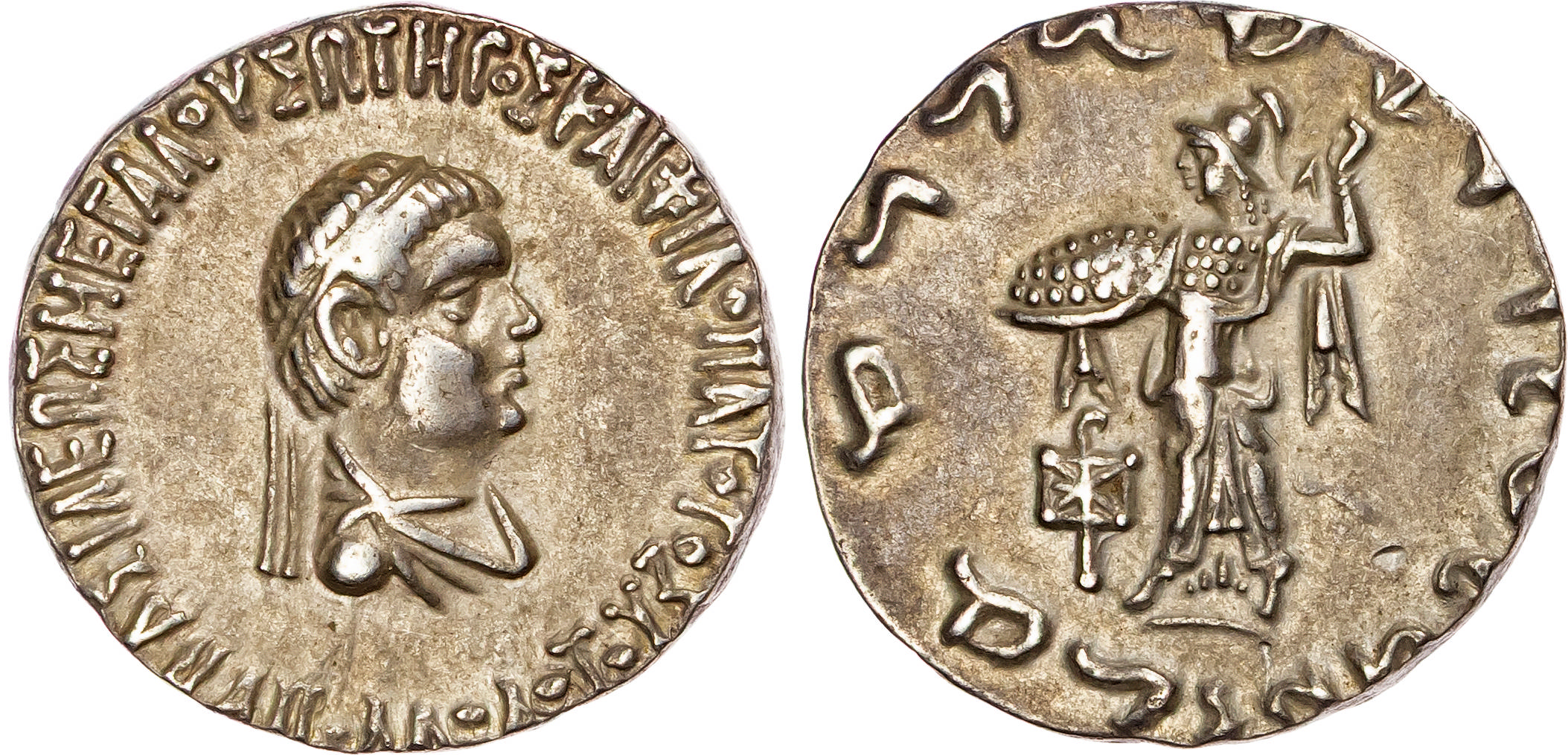 Kings of Baktria, Menander I (c. 165-130 BC) AR Tetradrachm, 9.78g. 