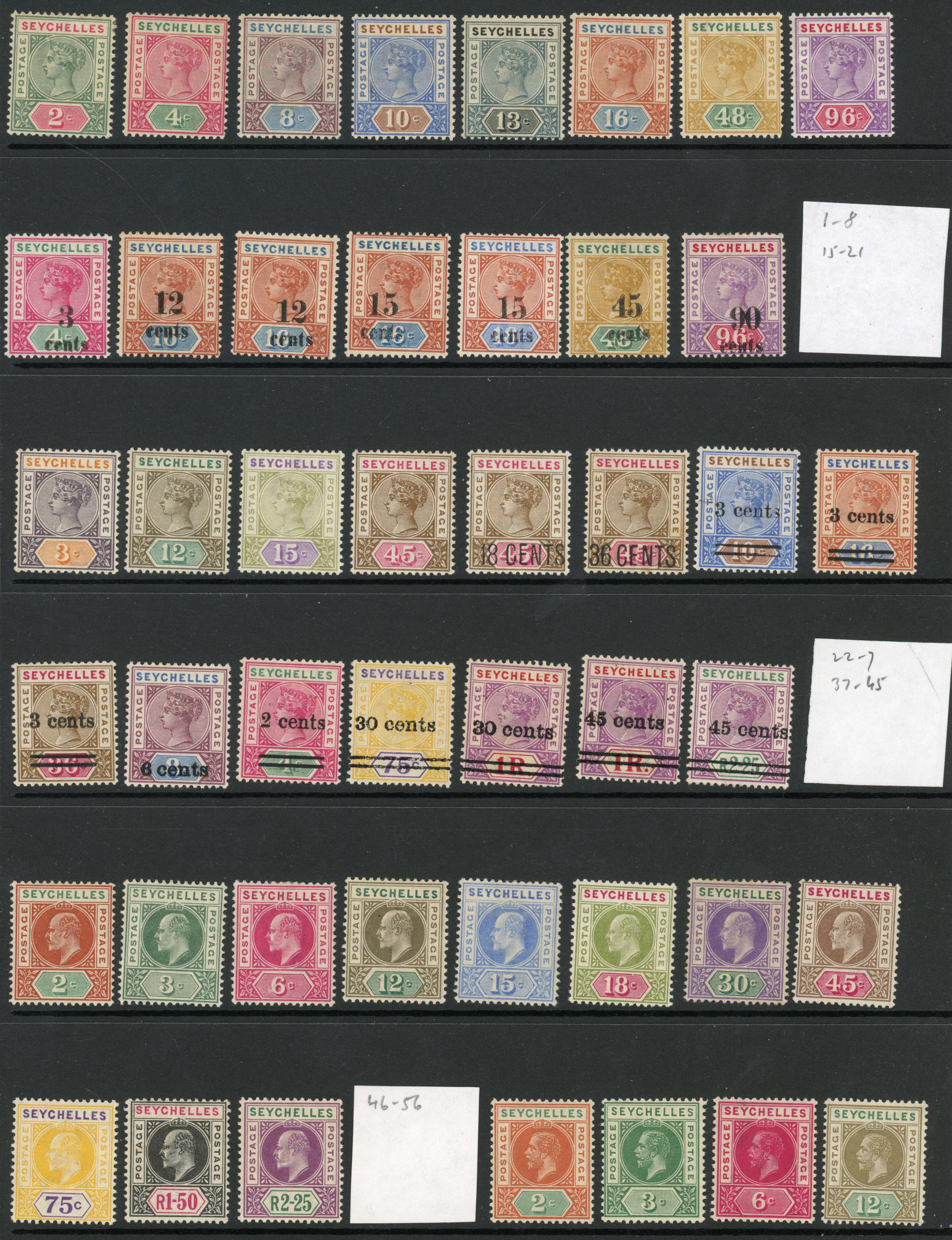 Seychelles QV-KGV range mint