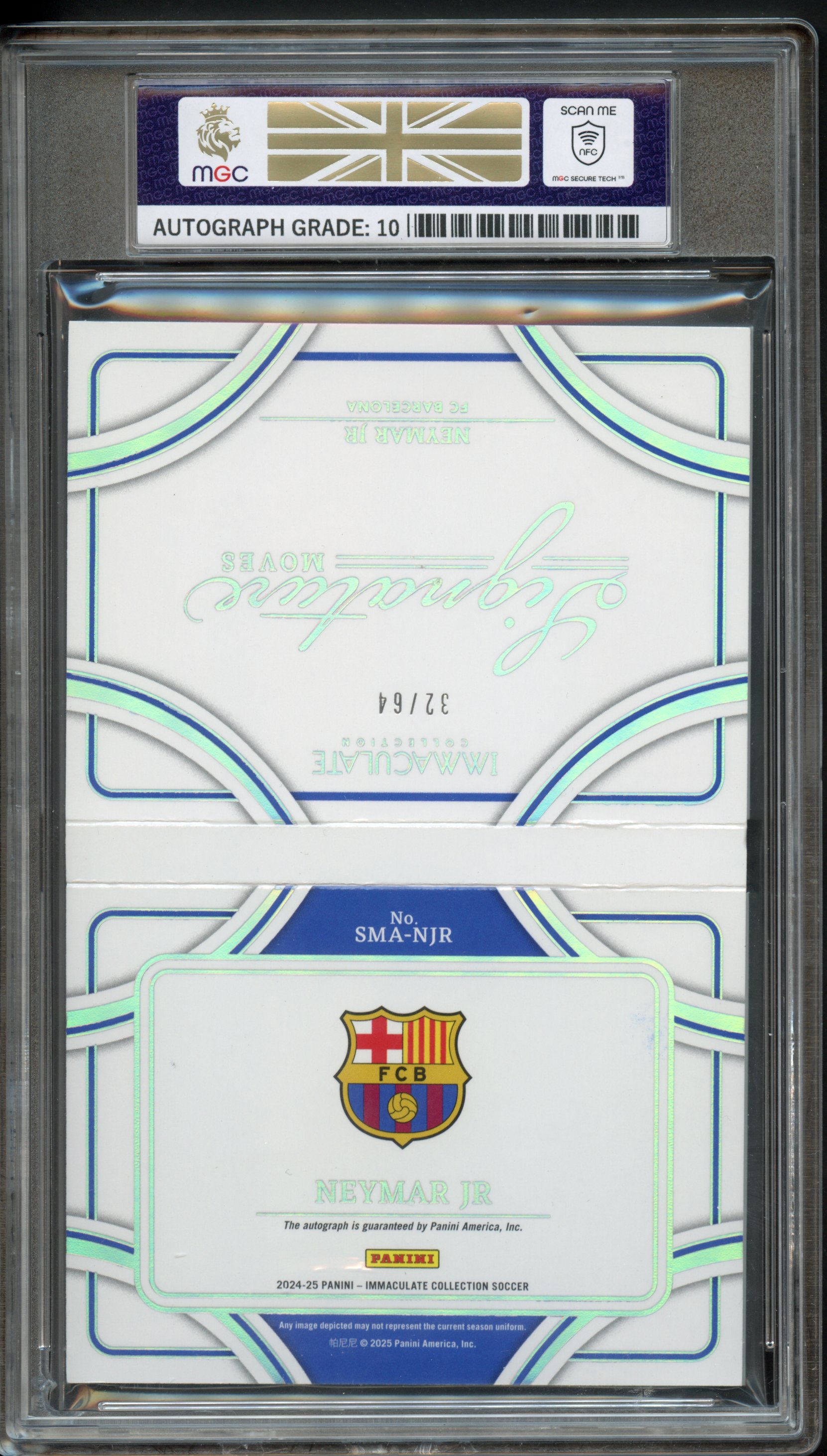 Past auction: 2025 PANINI IMMACULATE NEYMAR JR 32/64 BOOKLET AUTO 