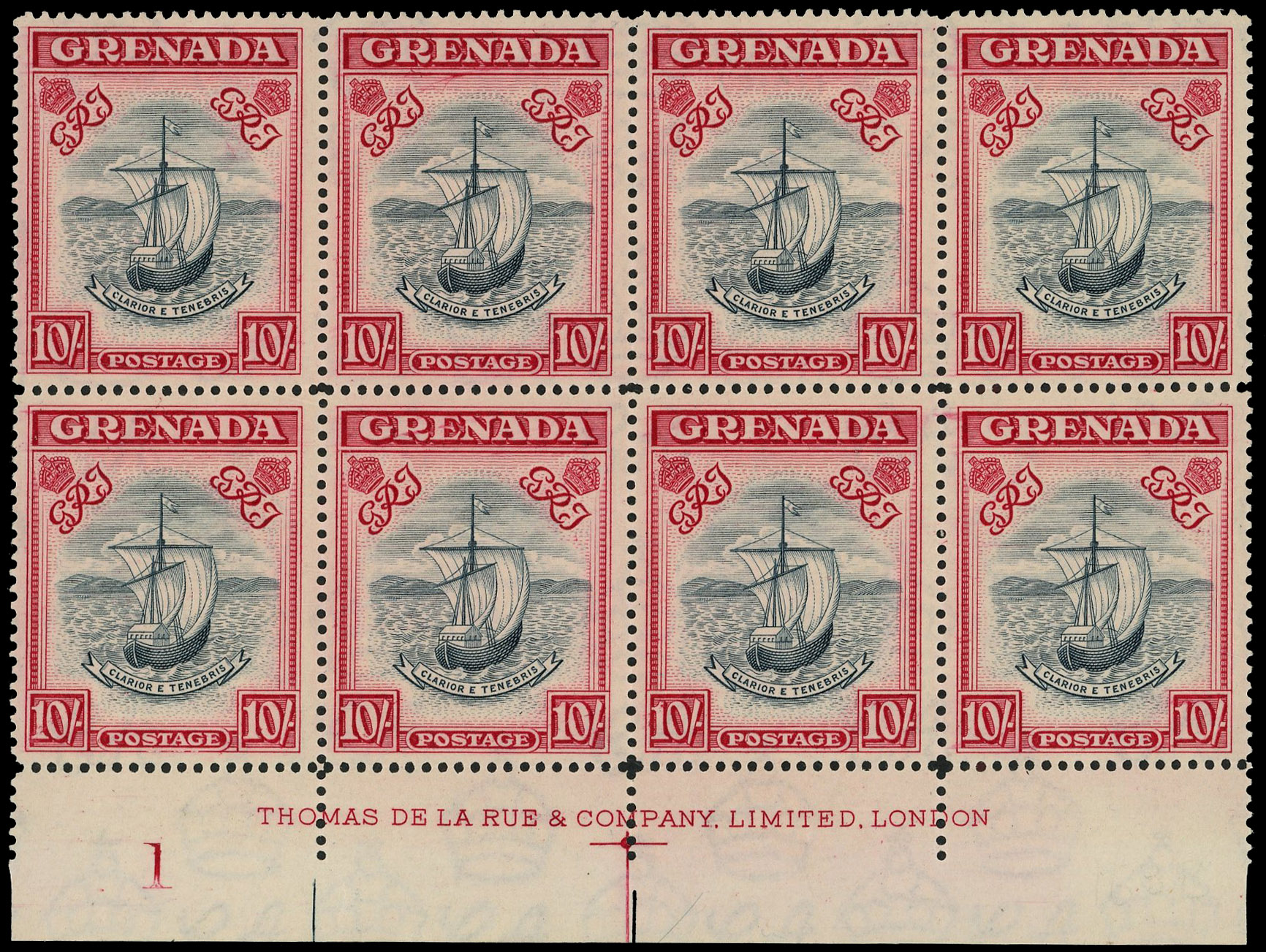 Grenada SG 163e Plate and imprint block mint