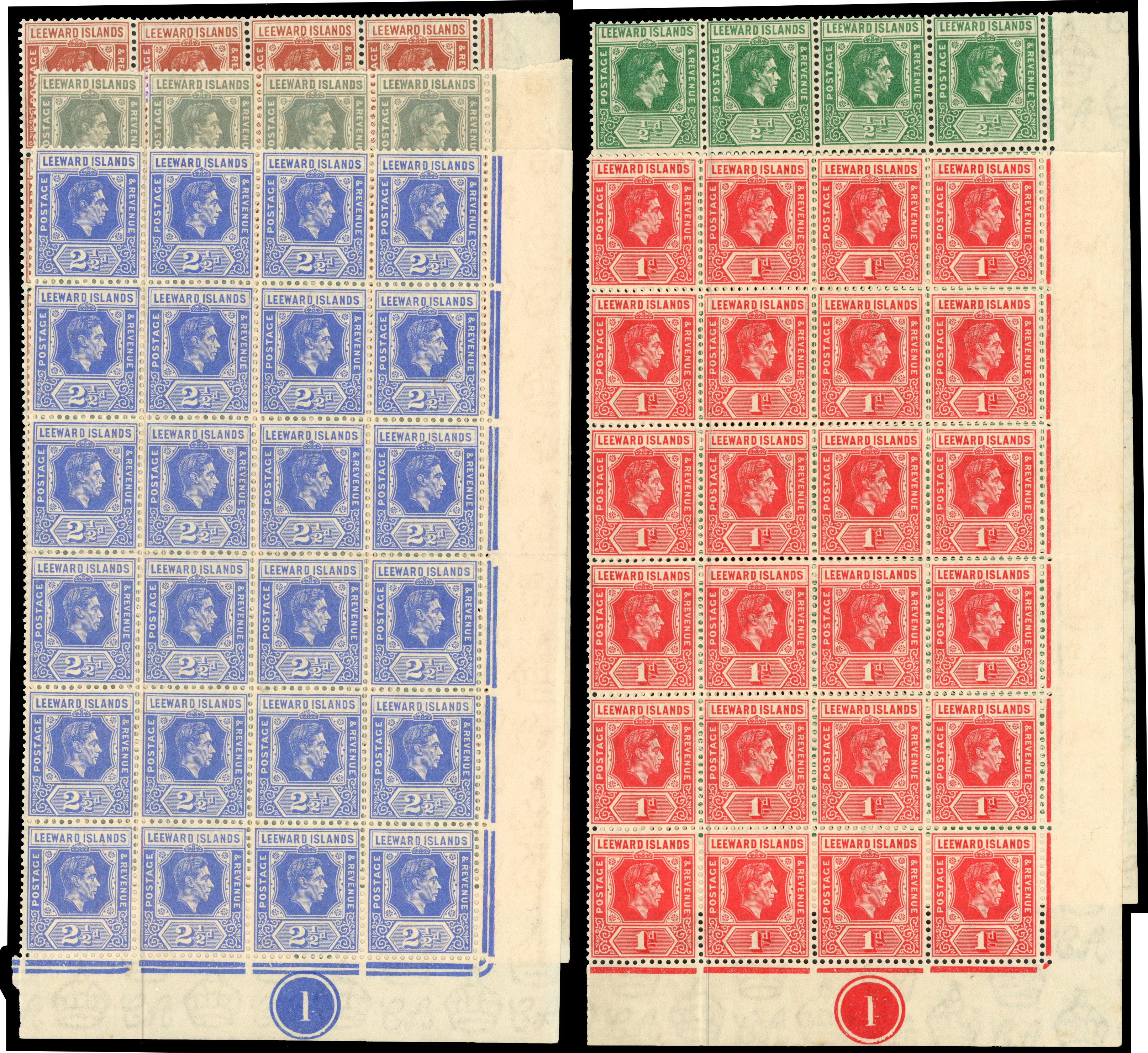 Leeward Islands SG 96/105 Plate blocks mint