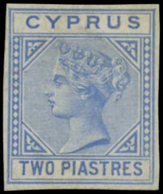 1881 2pi blue, wmk CC, imperf imprimatur...