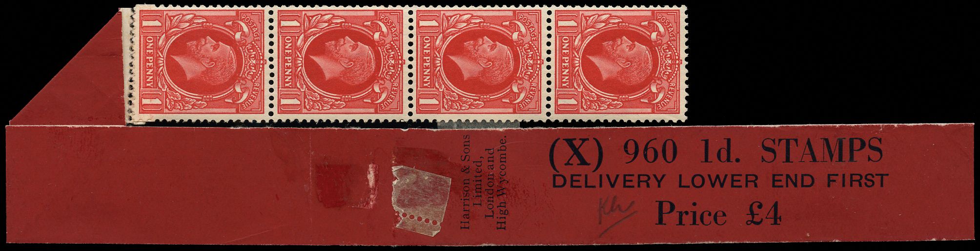 1935 1d Scarlet (Kermode Machine). Very...