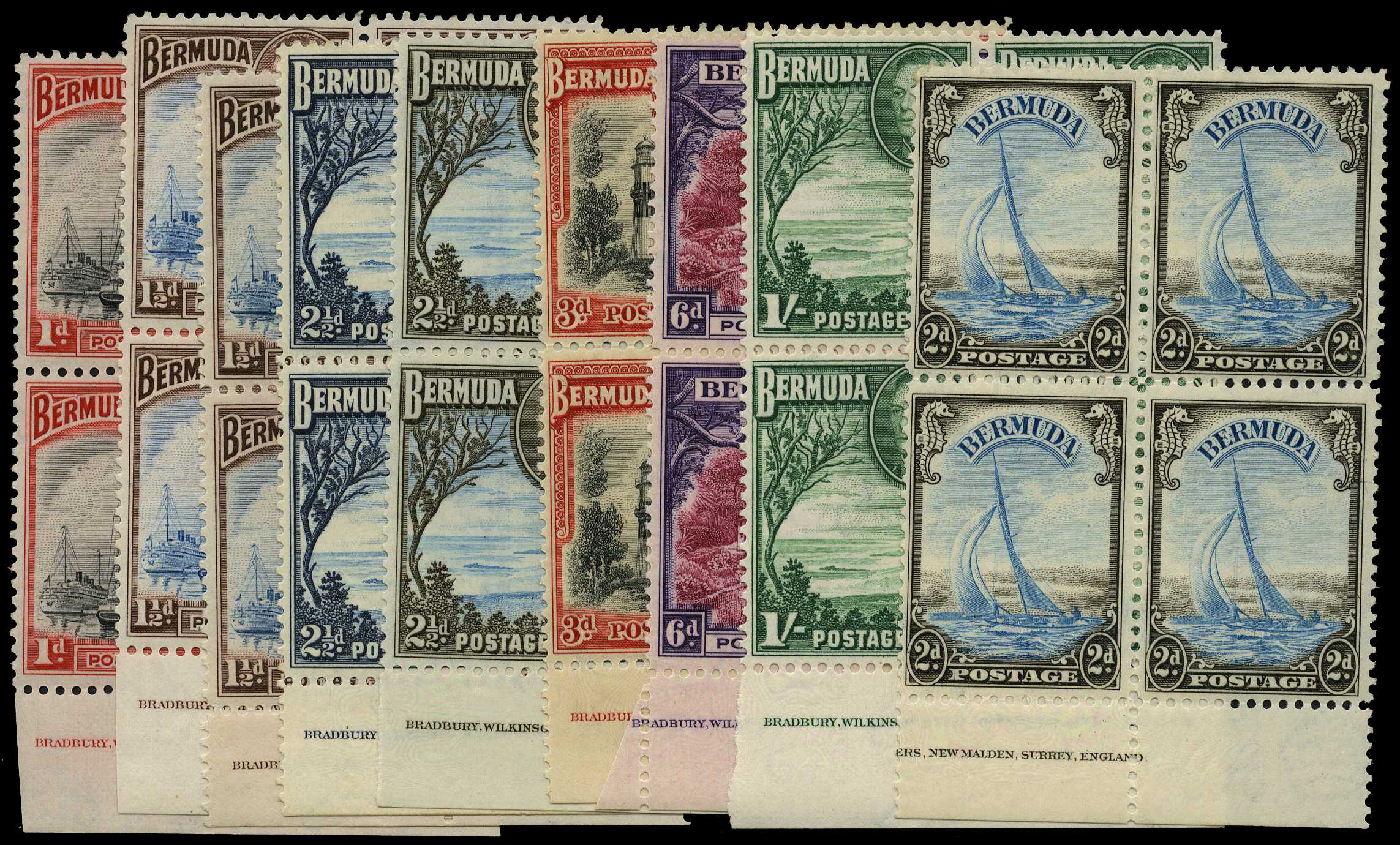 Bermuda 1936-52 mint imprint blocks group, unmounted...