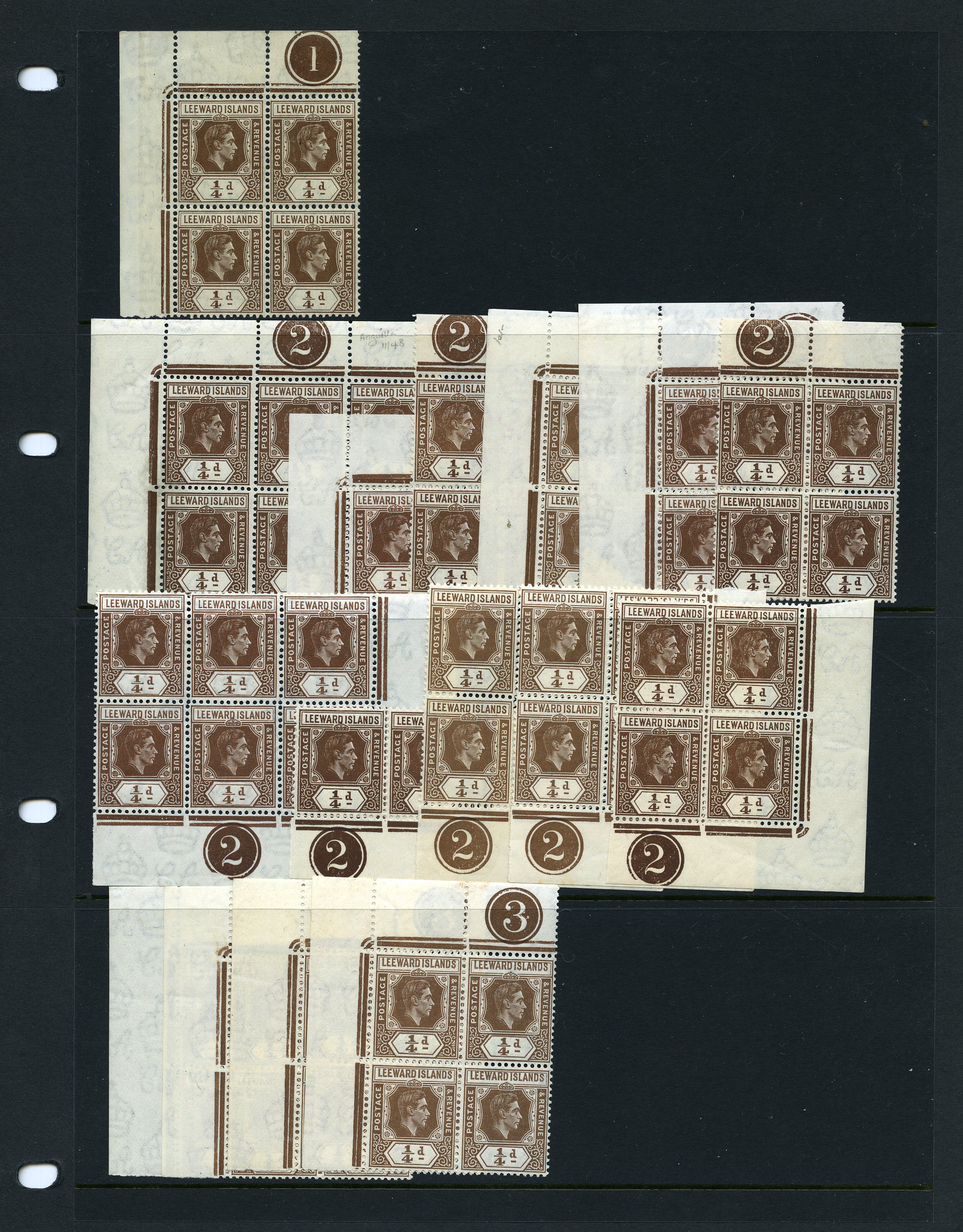1938-51 ¼d mint study with Plate blocks;...