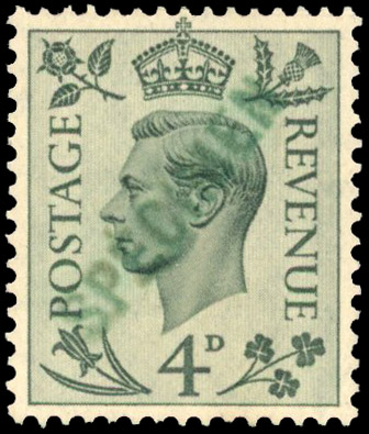 1938 4d Grey-green with SPECIMEN in green (SG468var)