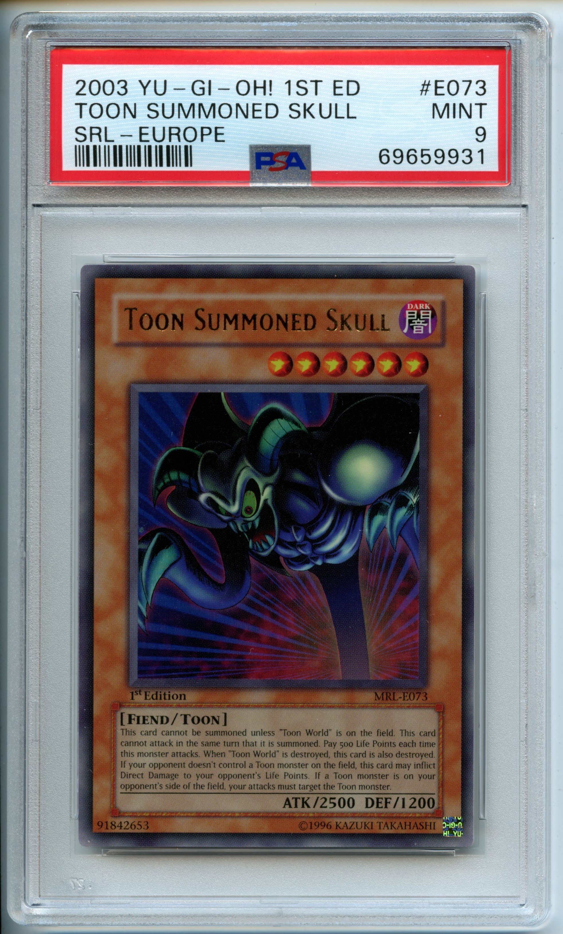 Yu-Gi-Oh! - Toon Summoned Skull 1st Edition - Europe - Magic Ruler  - PSA 9 