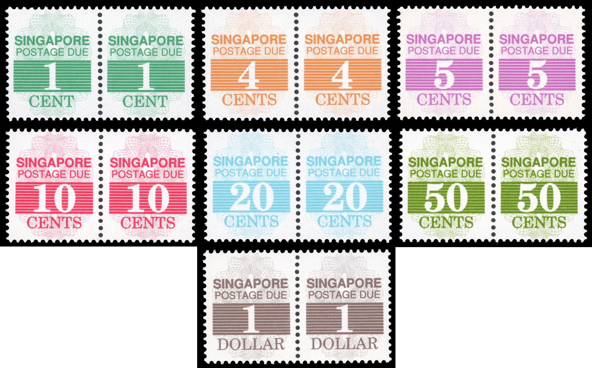 Singapore SG D21/D27 1989-97 postage due set of 7