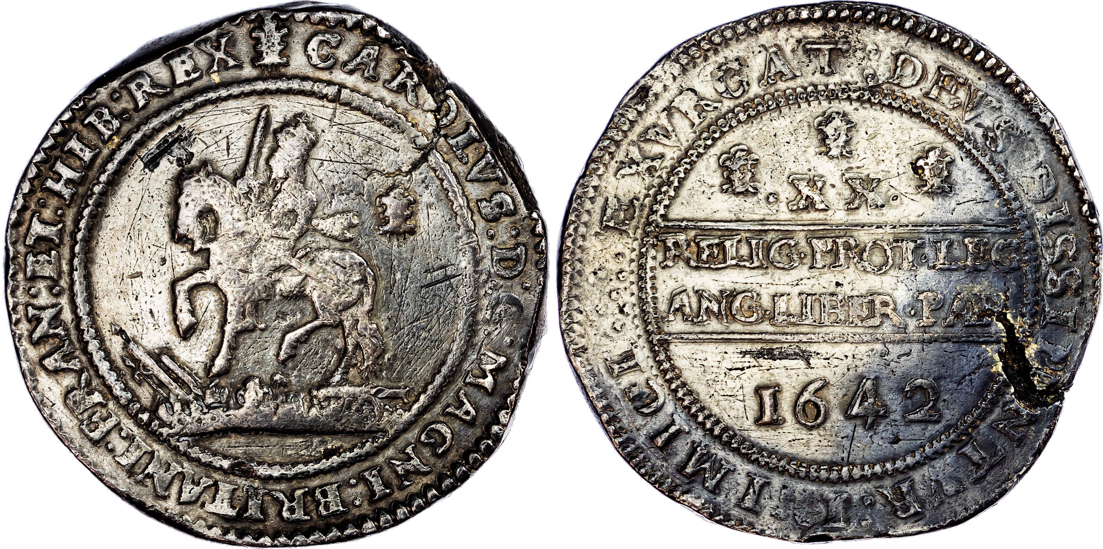 Charles I (1625-1649). AR Pound 1642 (52mm, 108.75 gm) Oxford mint.