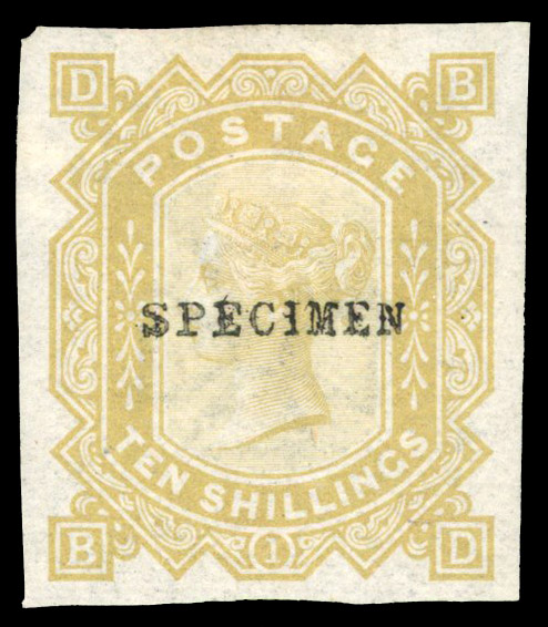 1878 10s Colour trial (BD). Bistre colour trial SPECIMEN