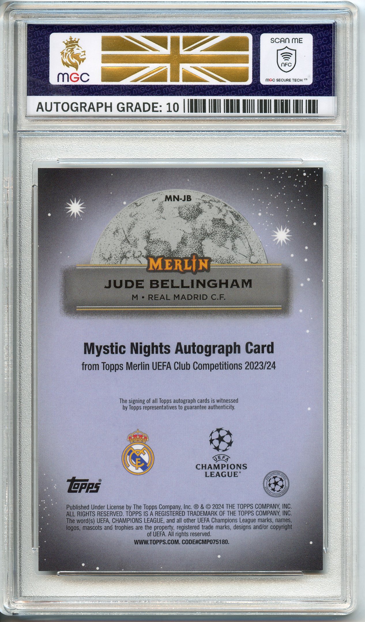 Past auction: MGC 10 2024 TOPPS MERLIN JUDE BELLINGHAM AUTOGRAPH