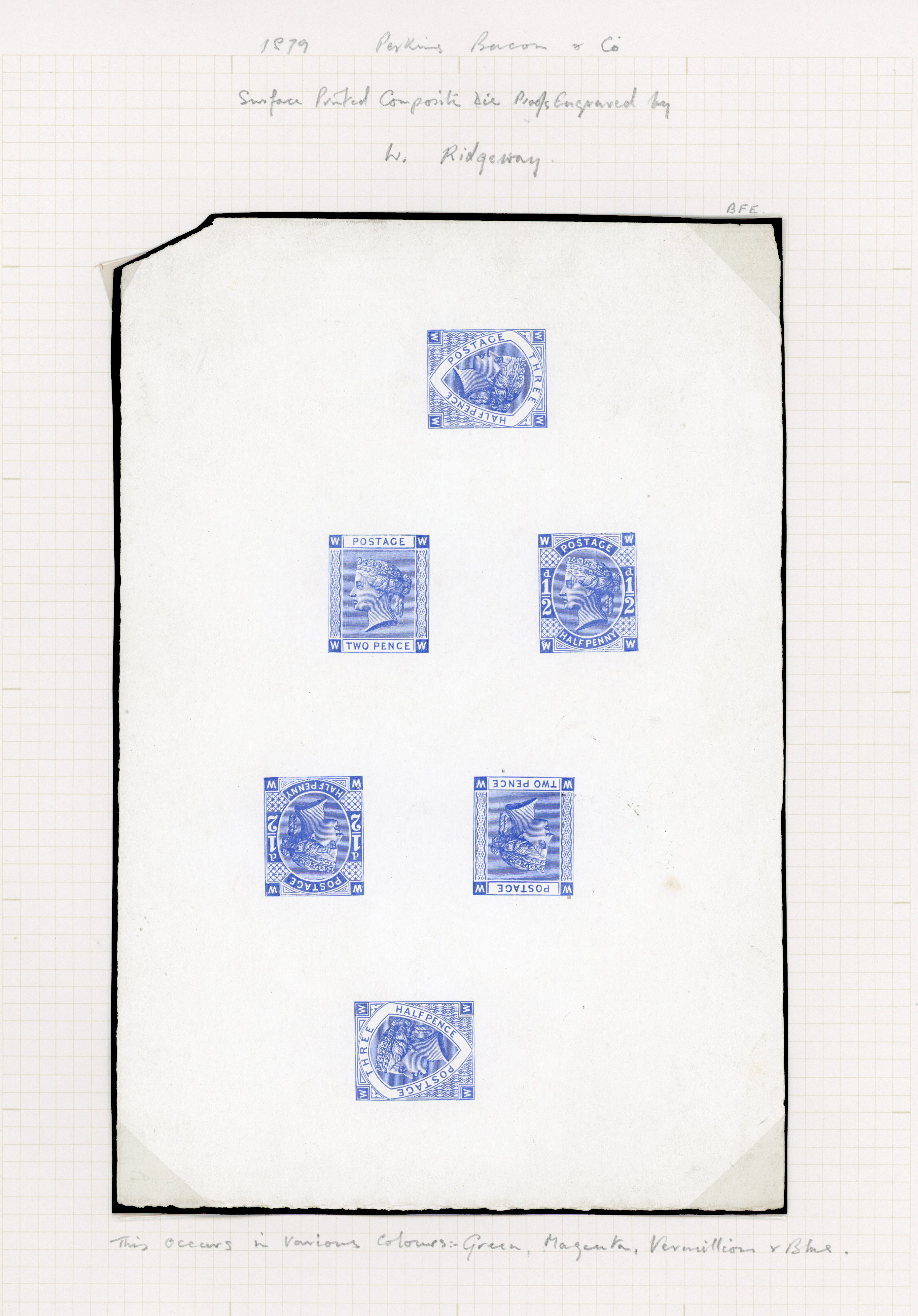 1880 ½d, 1½d & 2d Tender essays.