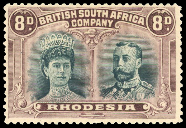 † 8d slate-green and deep dull purple SG 148, position 15 mint