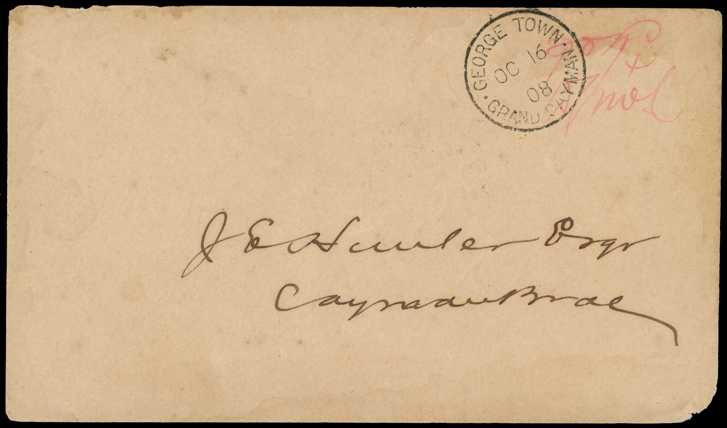 1908 (16 October) Local cover to Cayman...