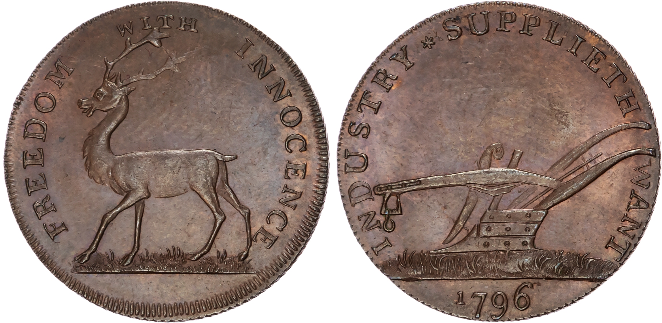 London, National Series, Lutwyche’s ‘General Convenience’ Halfpenny 1795, Helmeted bust right of Sir Bevois, r…