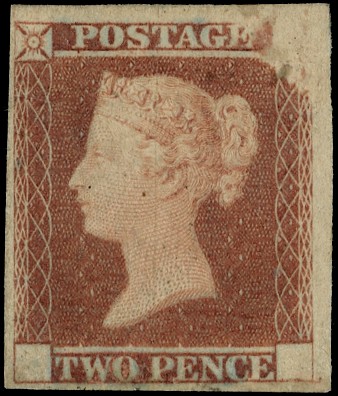 1841 2d Red-brown on "Dickinson" silk thread...