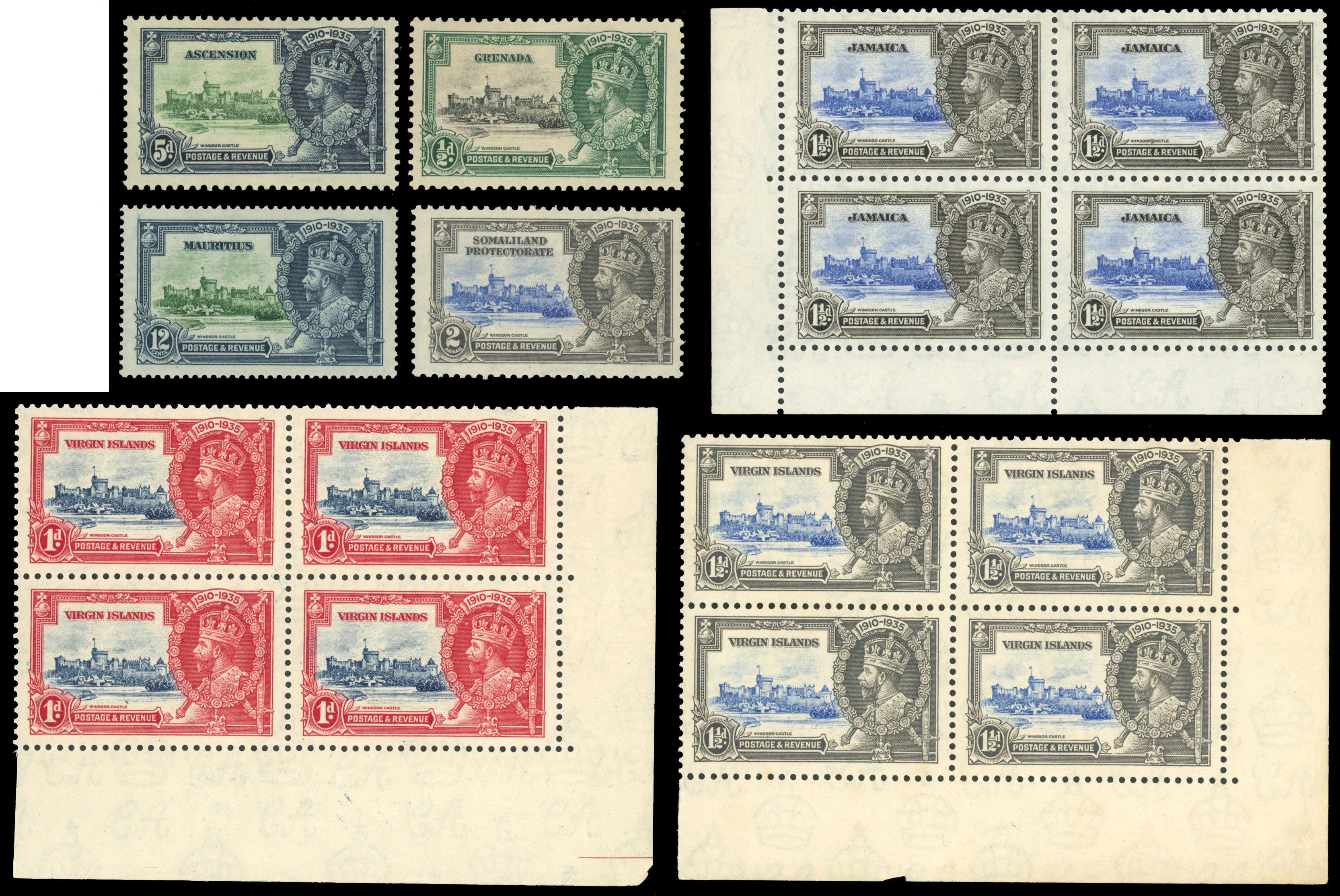 British Commonwealth 1935 Silver Jubilee varieties collection mint 