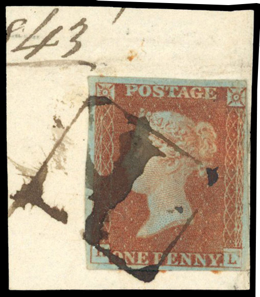 CANCELLATION: 1841 1d Red-brown plate 25 (RL) Cupar receiving handstamp on piece