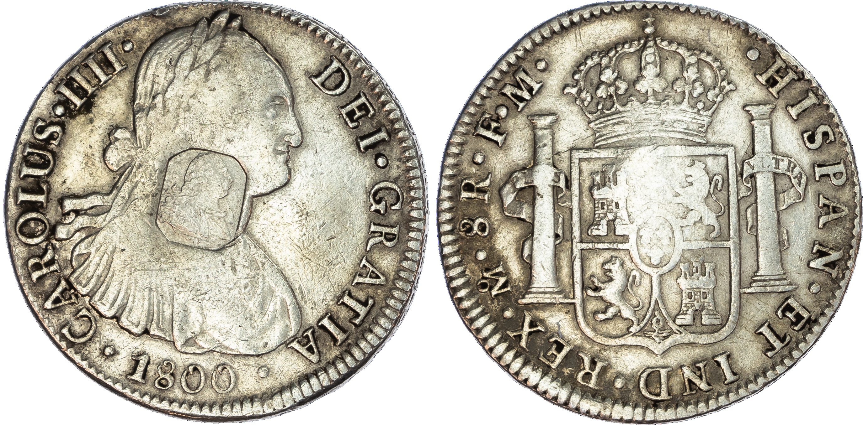 George III (1760‑1820), Emergency Issue, Octagonal‑Countermark Dollar (8‑Reales), 1800
