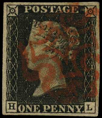 1840 1d black Plate 5 (HL) four good...