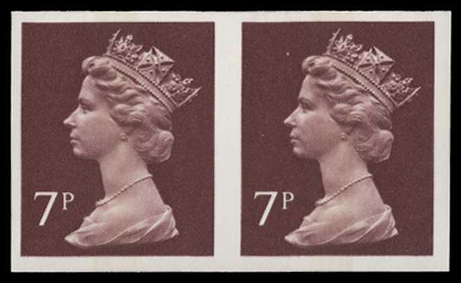 1977 7p Purple-brown one centre band var...