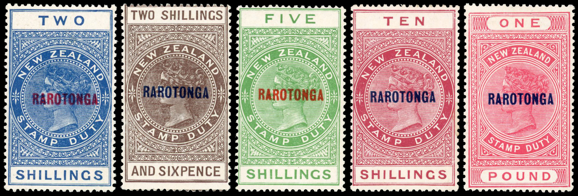Cook Islands 1926 set of 5 to £1 Cowan paper