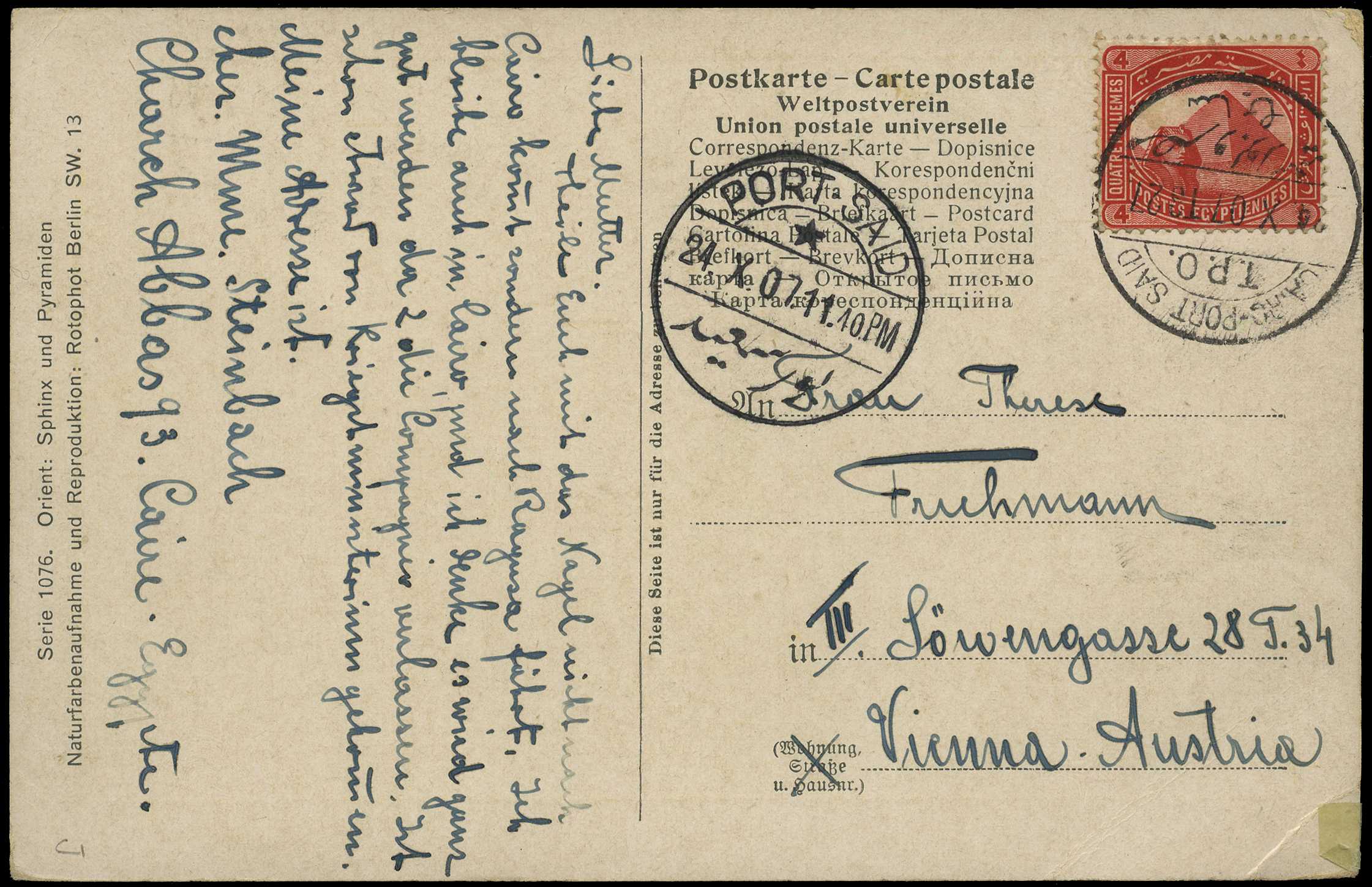 1907 picture post card addressed to...