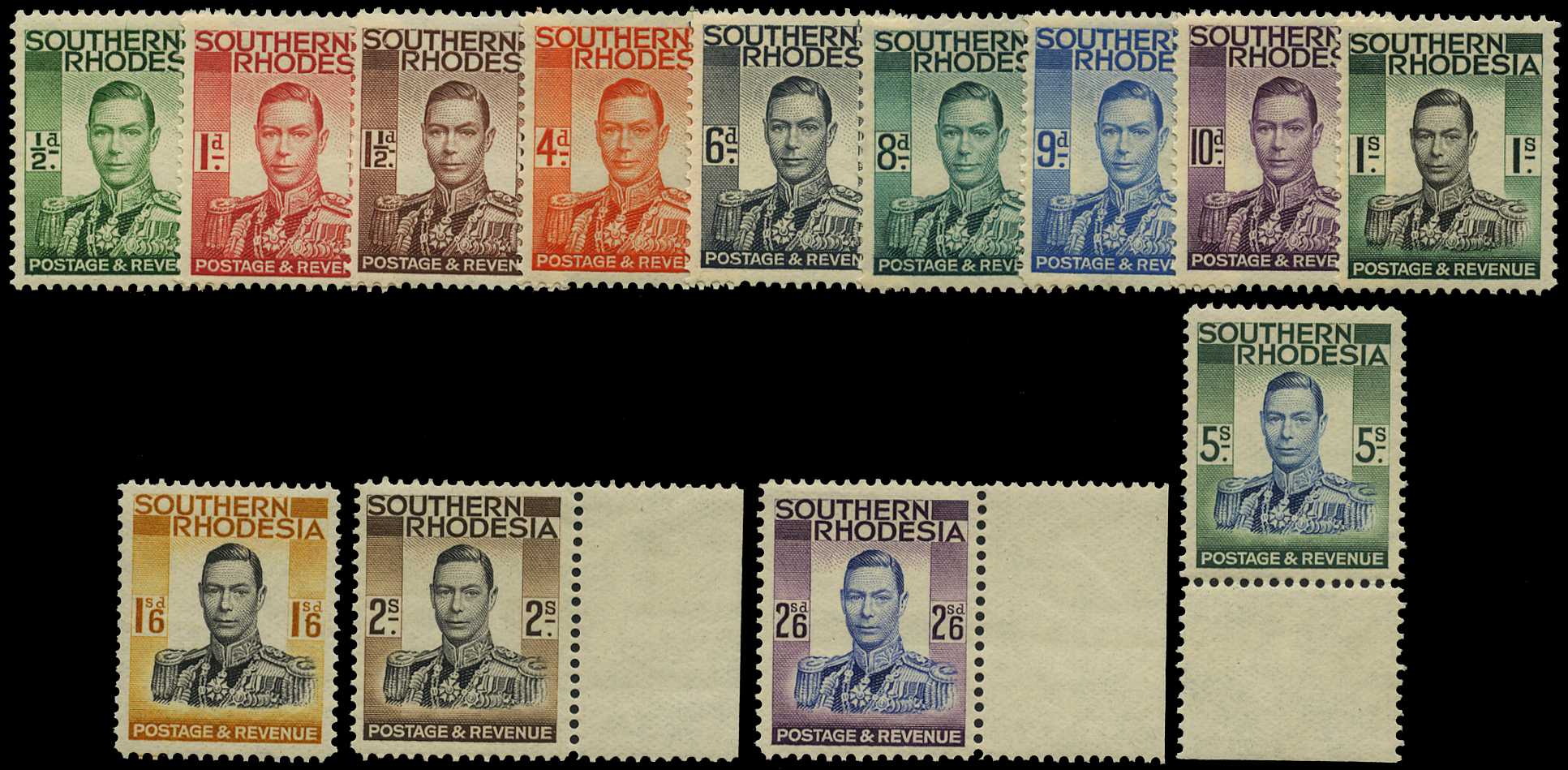 1937 set of thirteen, unmounted o.g. SG...