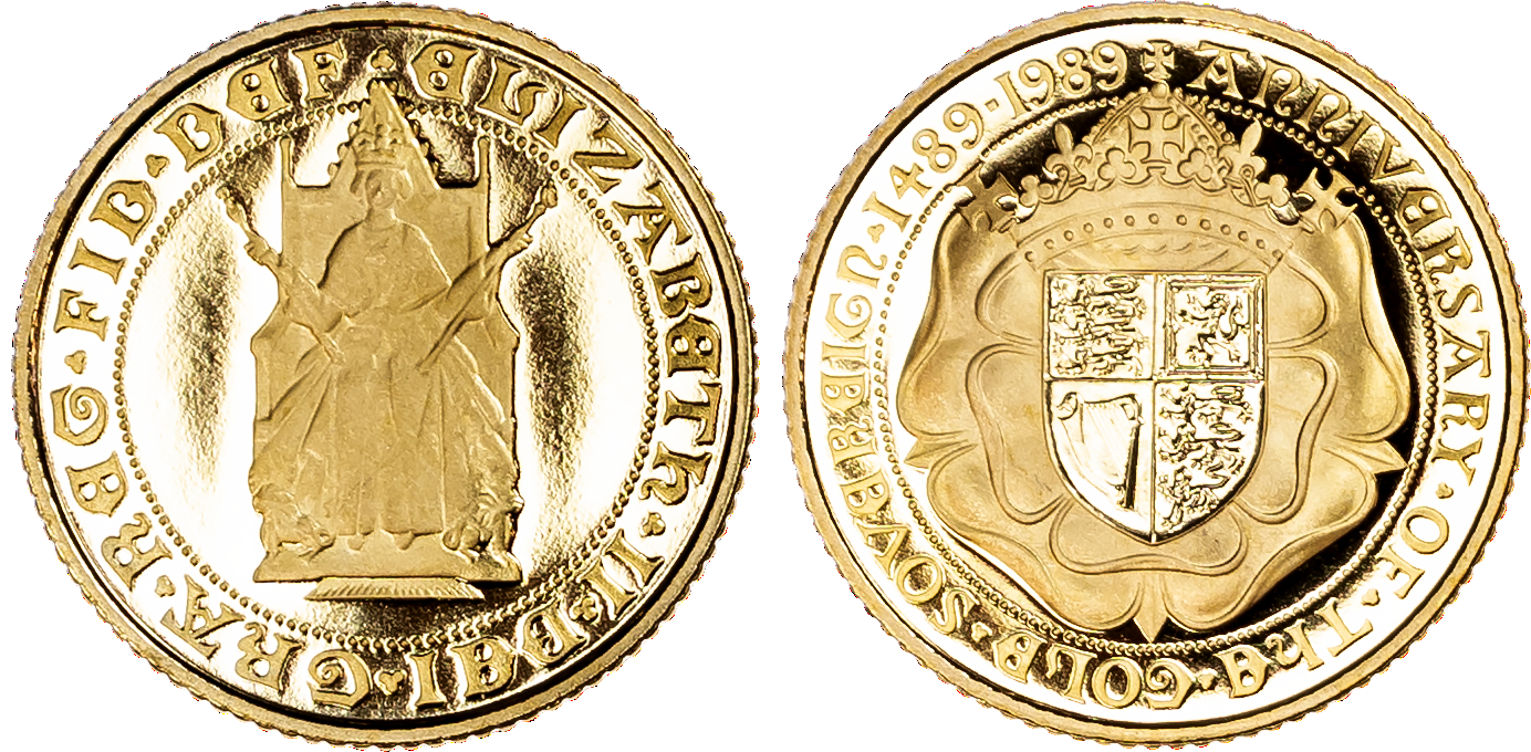 Elizabeth II (1952-2022), 500th Anniversary of the Sovereign, Proof Half Sovereign, 1989