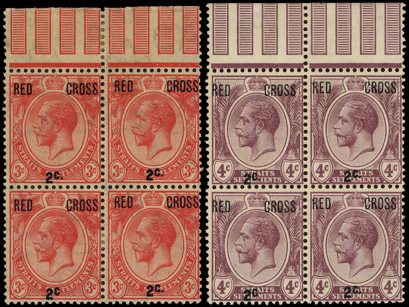 Straits Settlements SG 216a, 217a blocks...