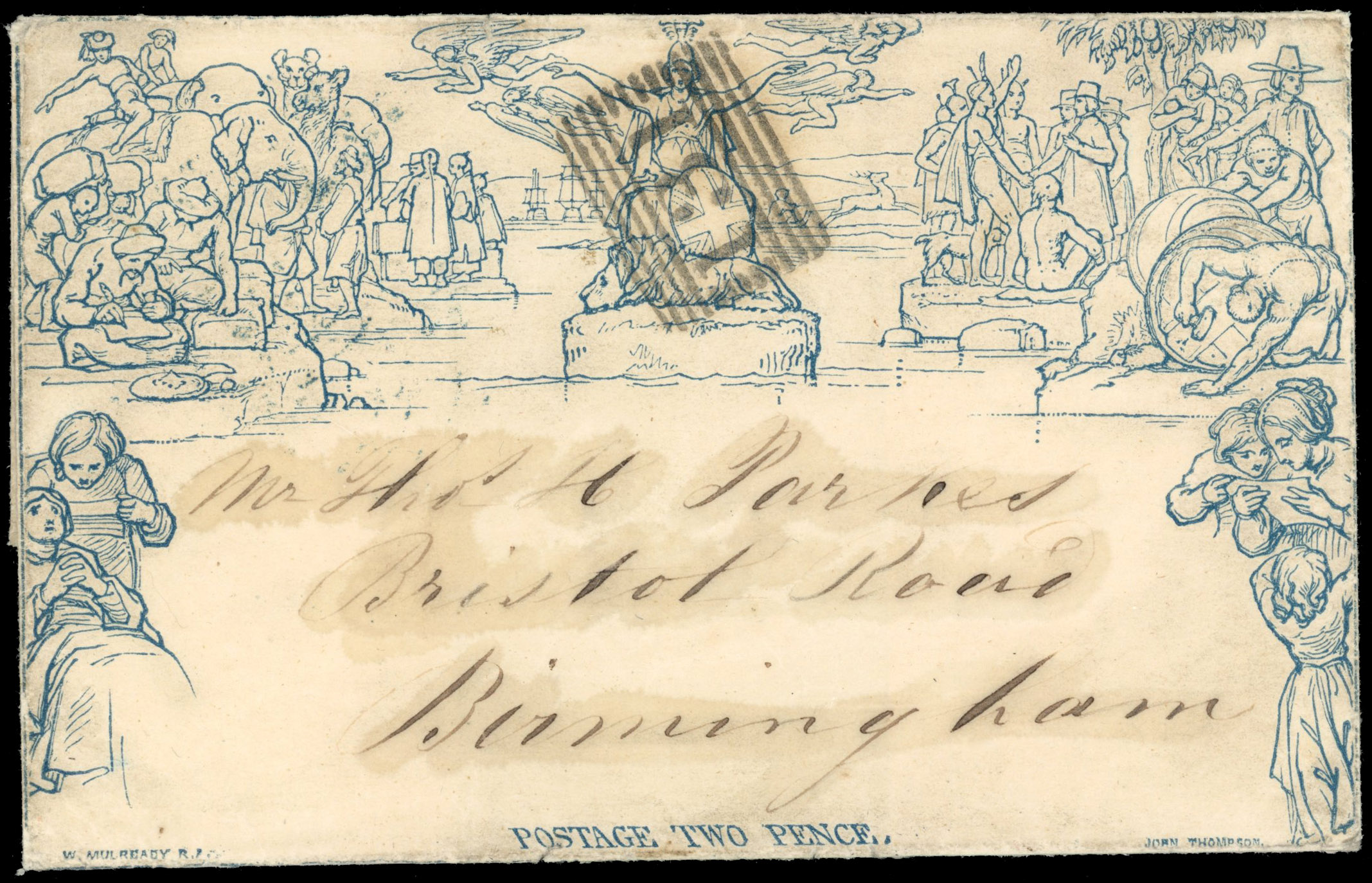 GB: MULREADY: 1840 2d lettersheet to Birmingham