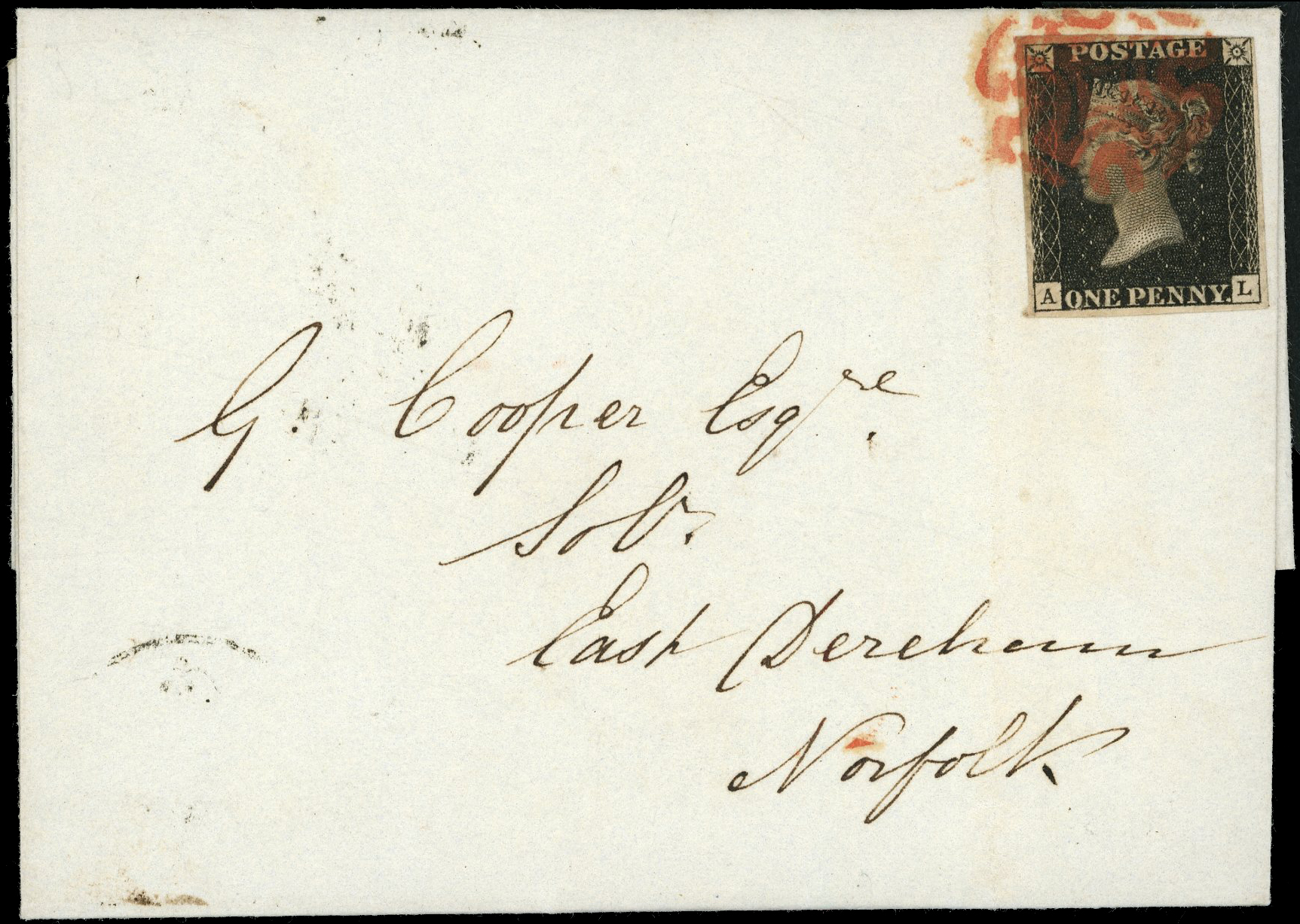1840 1d black plate range of thirteen, mostly...