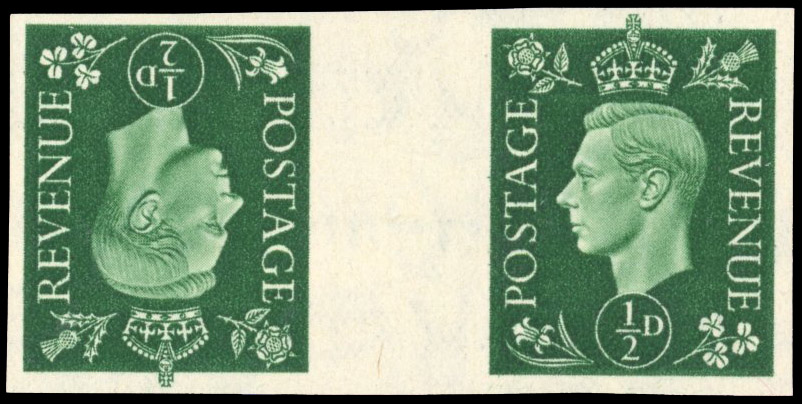 GB SG 462 1937 ½d tête-bêche imprimatur pair