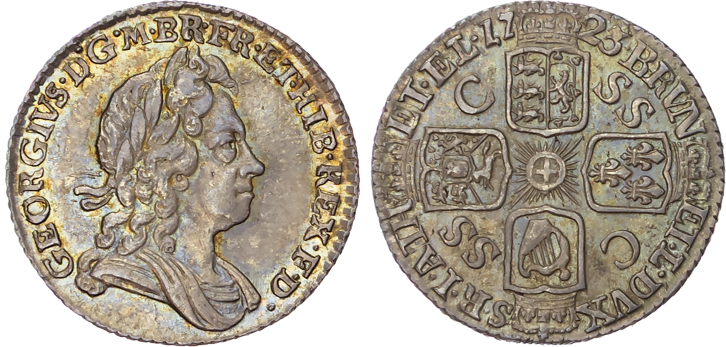 George I (1714-1727), AR Sixpence, 1723, South Sea Company.