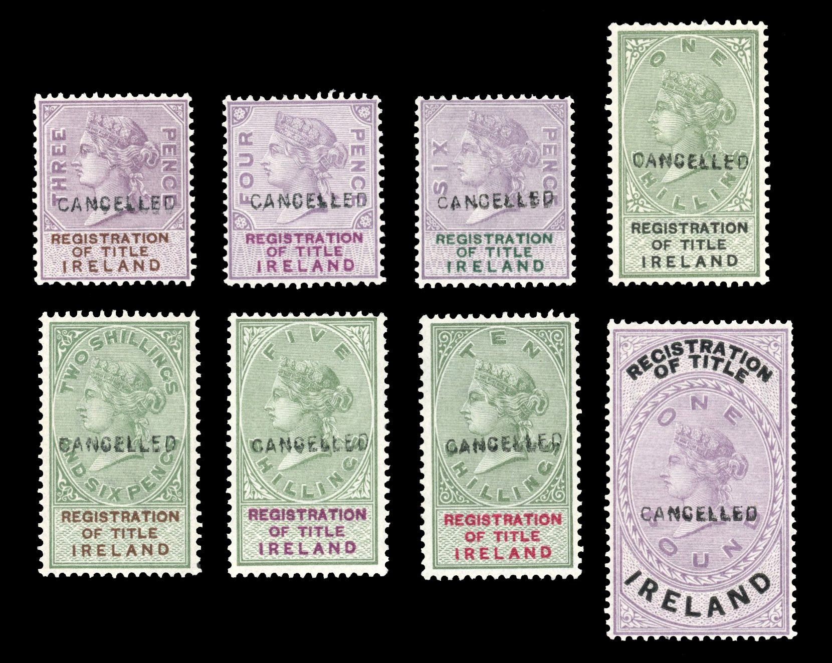 Ireland Registration of Title 1890 set overprinted Cancelled