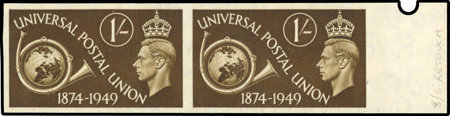 1949 1s UPU imprimatur pair