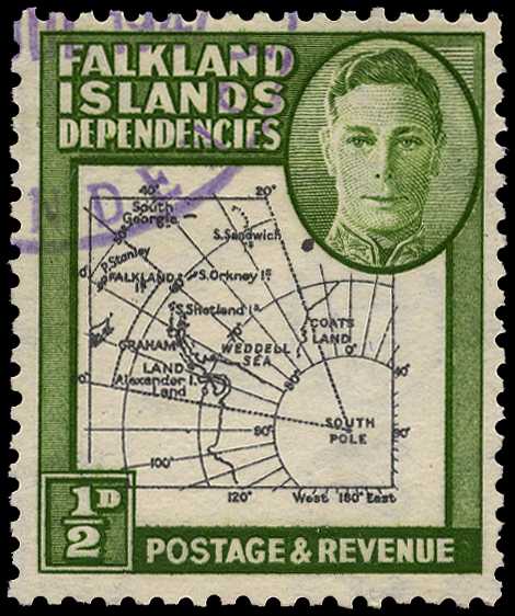 1946 Thick Map ½d with violet CDS, Pl. 1...