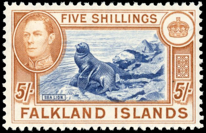 Falkland Islands SG 151b 1938 5s 'indigo' mint