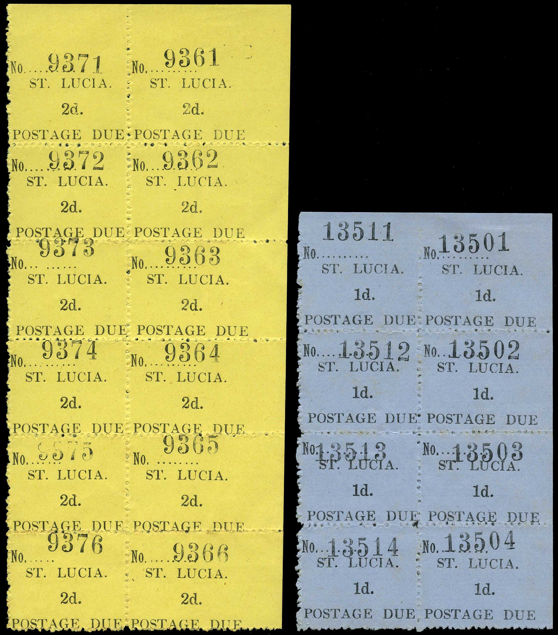 1930 Postage Due blocks, 1d top right...