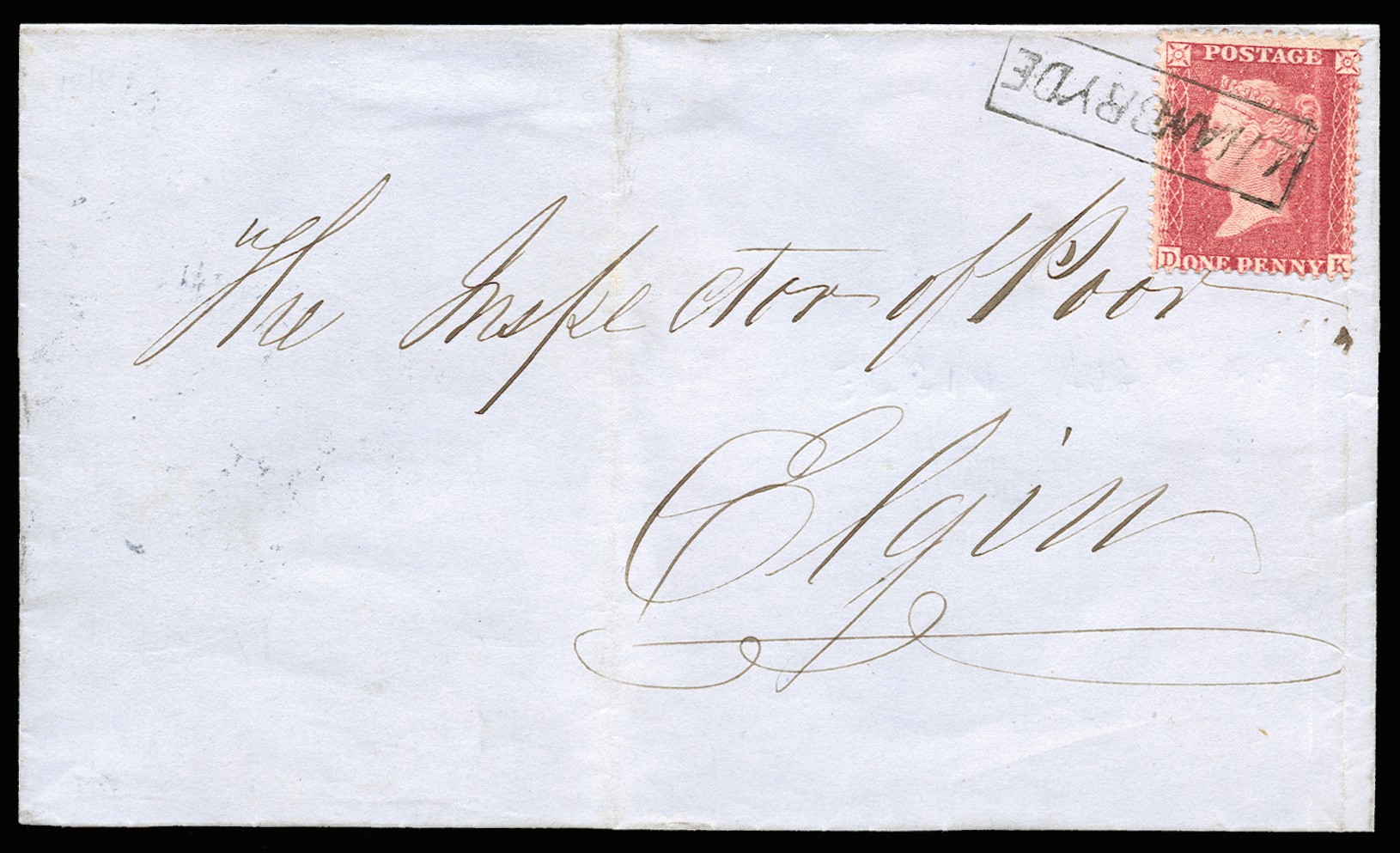 1859 1d Rose-red Pl.60. Very fine wrapper sent...