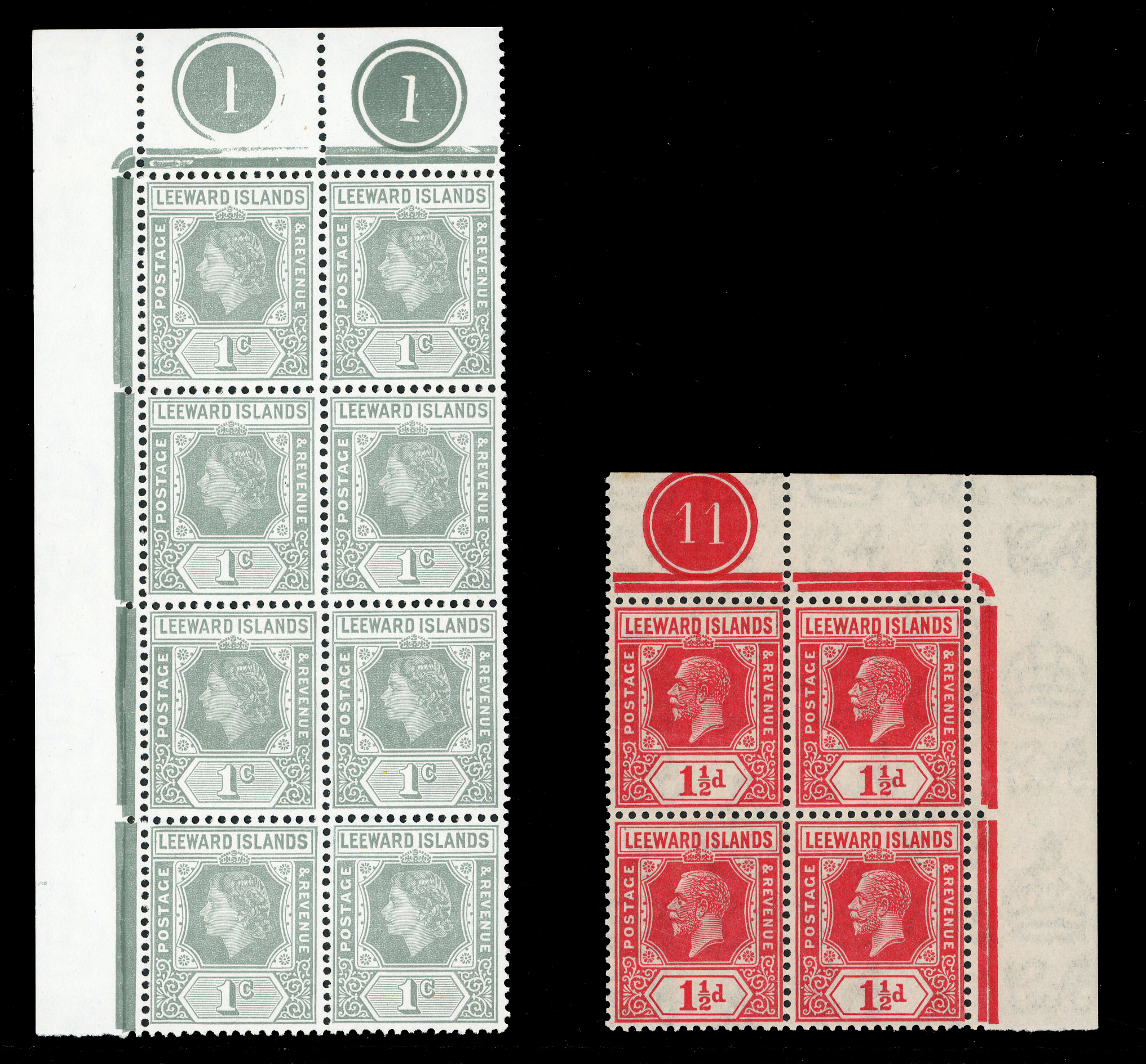 Leeward Islands SG 63 Plate block mint