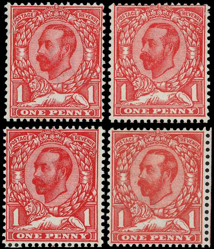 1911 1d Die B specialised shades (4) of...