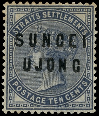 1882 10c slate overprinted Types 11 and 14 o.g., the reverse lightly toned at the top, still a good stamp. SG...