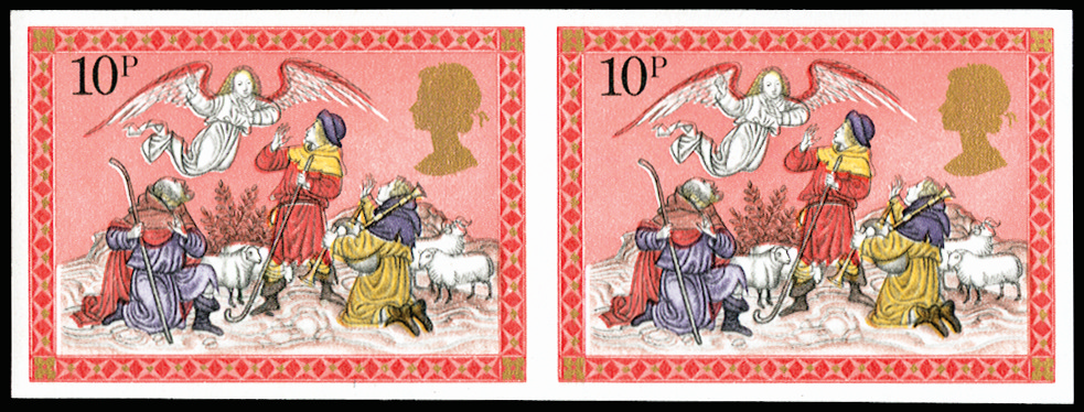 GB SG1105b 1979 10p Christmas. Imperforate horizontal pair.