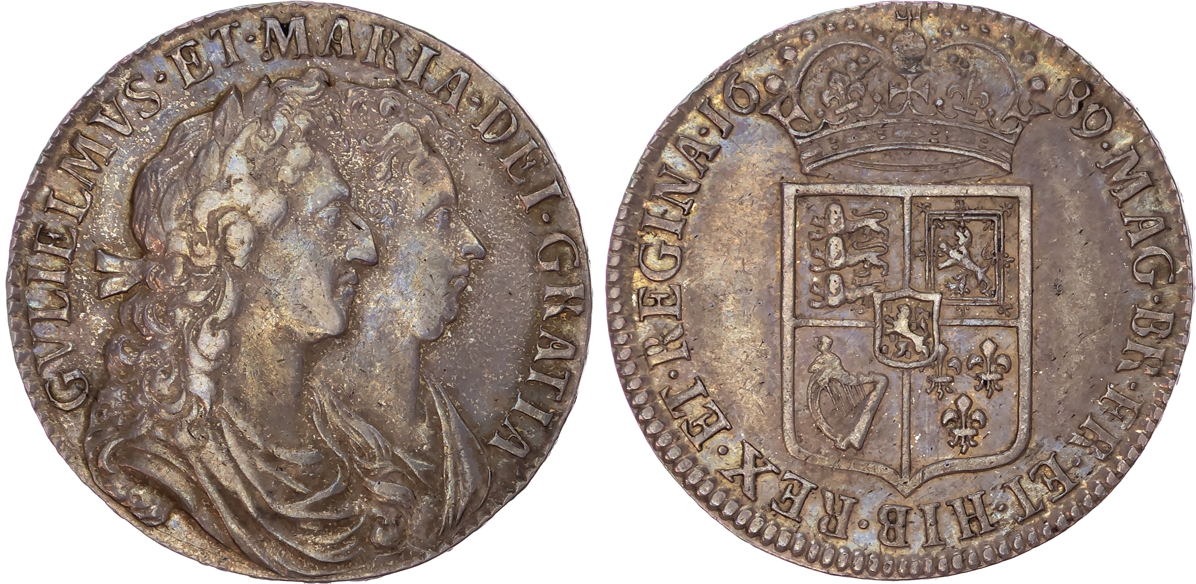 William and Mary (1689-1694), AR Halfcrown, 1689, first reverse.