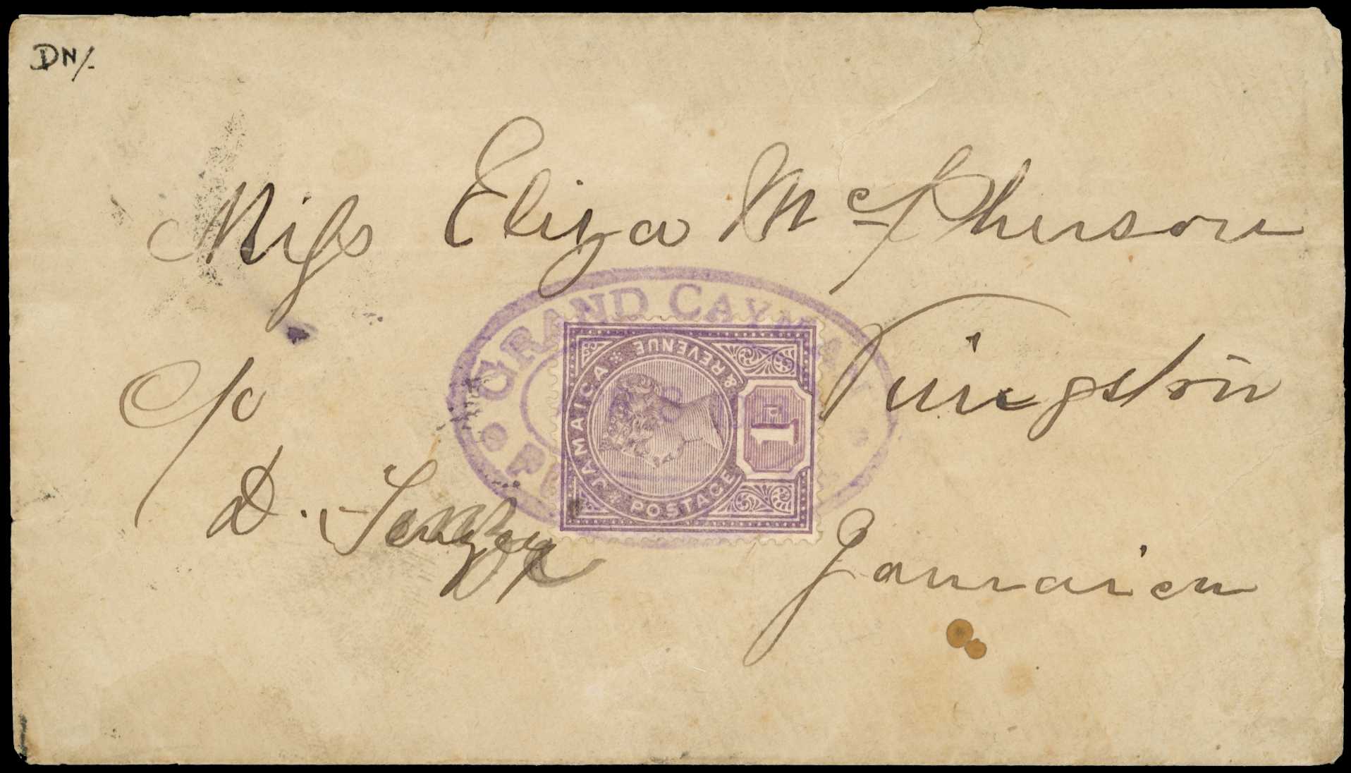 1893 Small cover with 1d purple and mauve...
