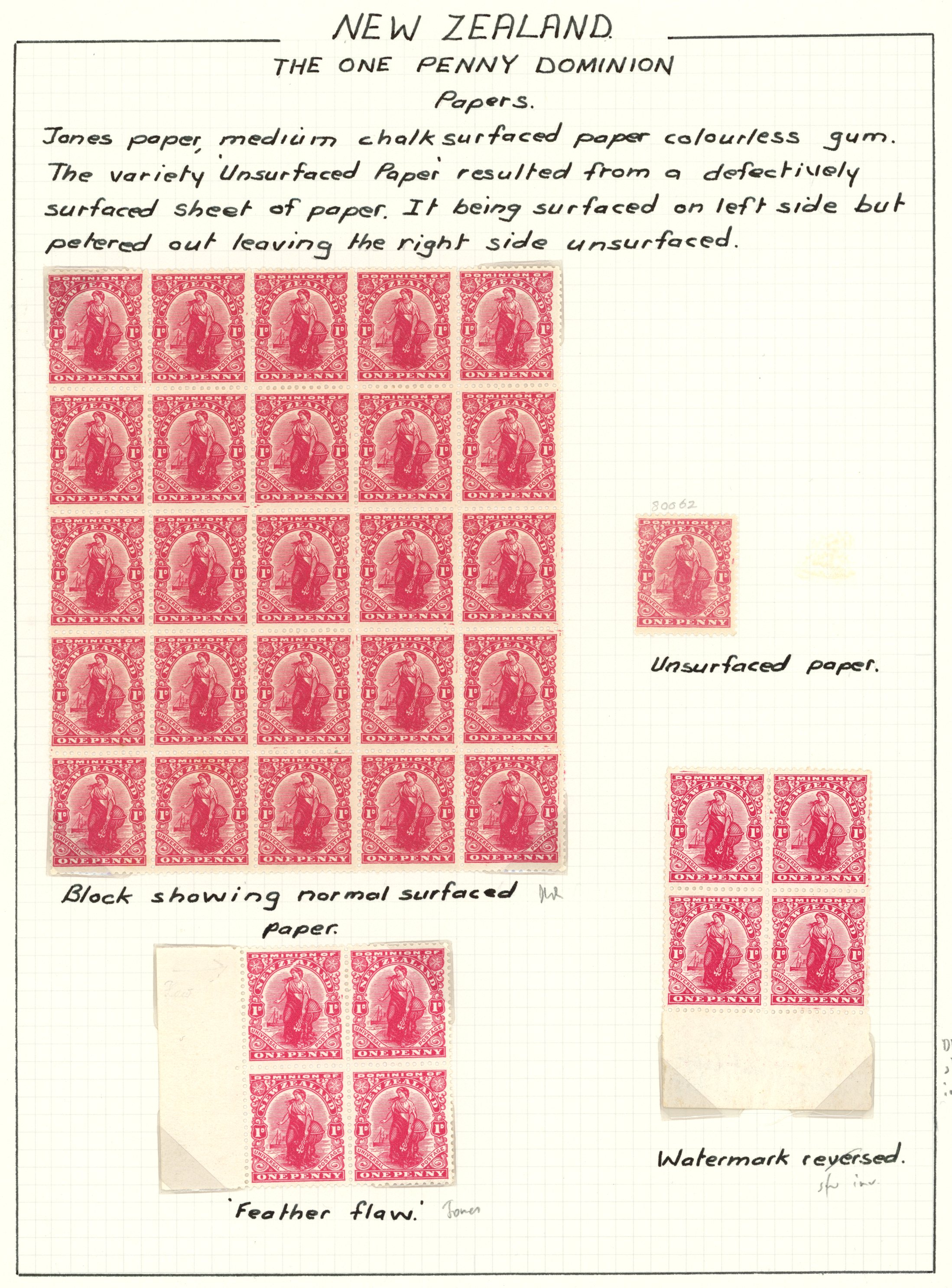 1909 1d Dominion on DLR paper unmounted...