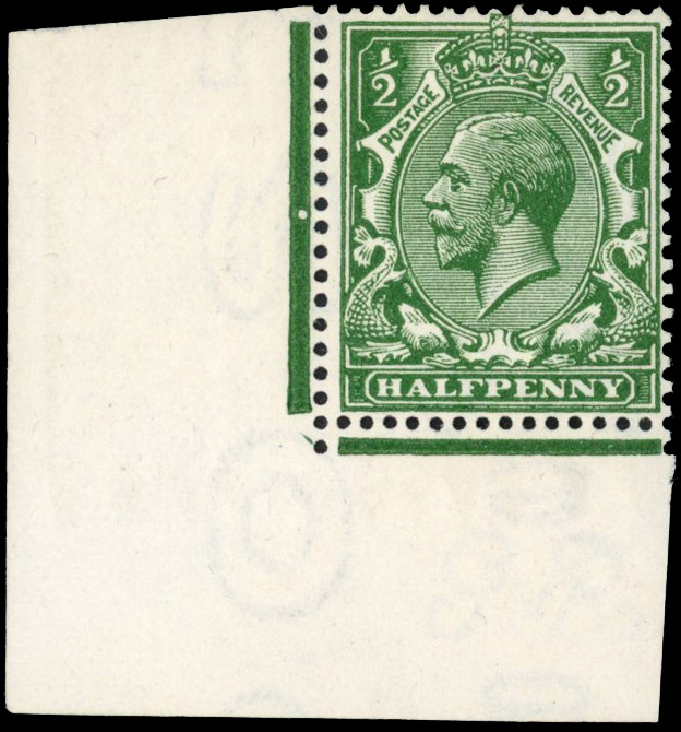 GB 1912-24 Royal Cypher ½d deep myrtle-green, mint unmounted o.g.