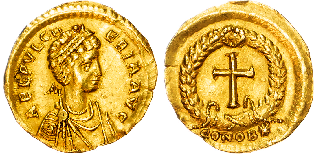 Aelia Pulcheria (sister of Theodosius II) AV Tremissis, Constantinople, AD 444, 1.48g. 